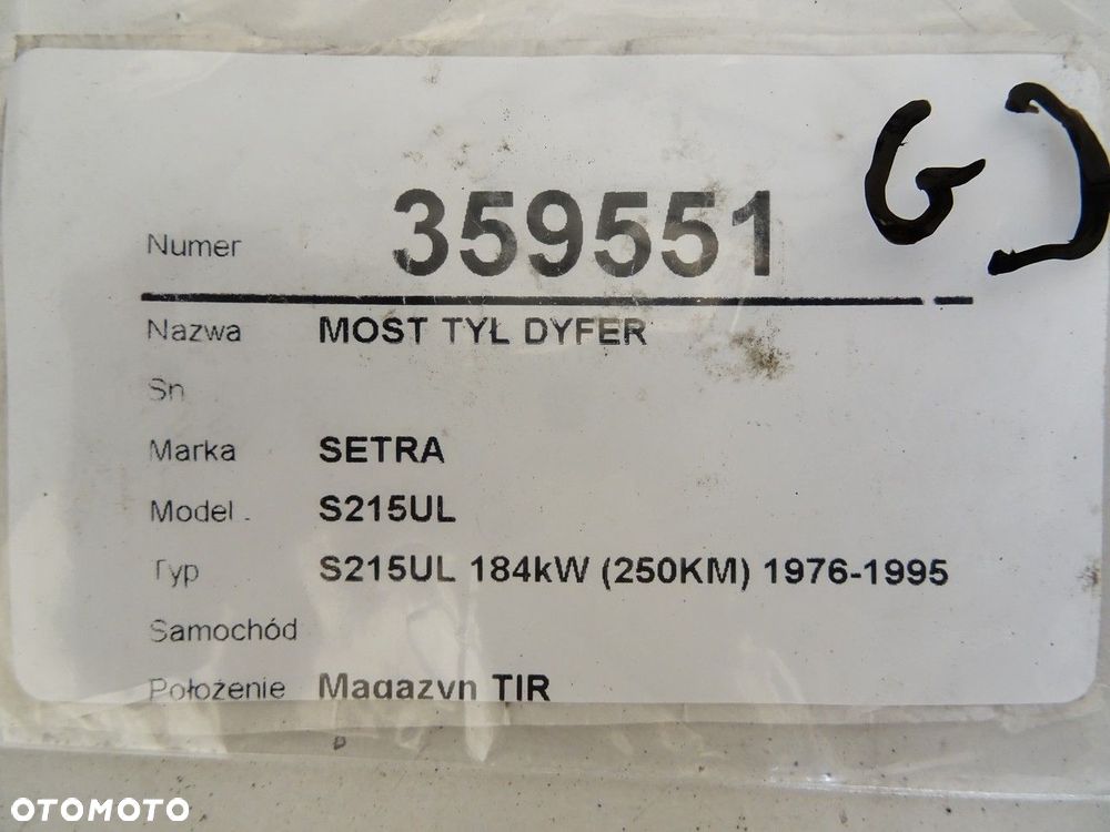 MOST TYŁ DYFER  SETRA Series 200 1972 - 1991 S215UL 184kW (250KM) 1976-1995 - 7