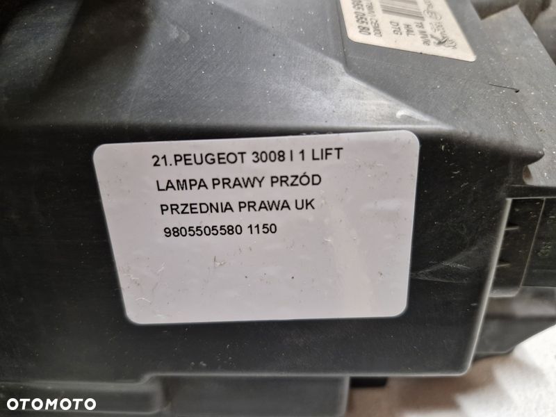 PEUGEOT 3008 I 1 LIFT LAMPA PRAWY PRZÓD PRZEDNIA PRAWA UK 9805505580 - 9