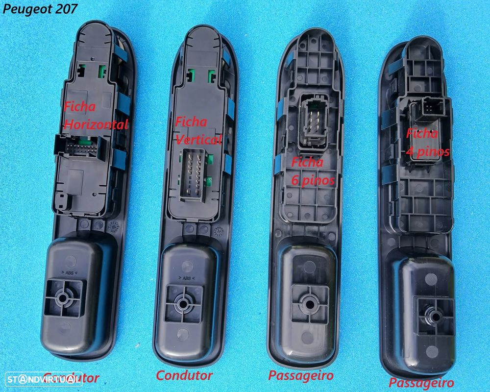 Comando botão interruptor dos vidros Peugeot 207 307 406 407   NOVO - 3