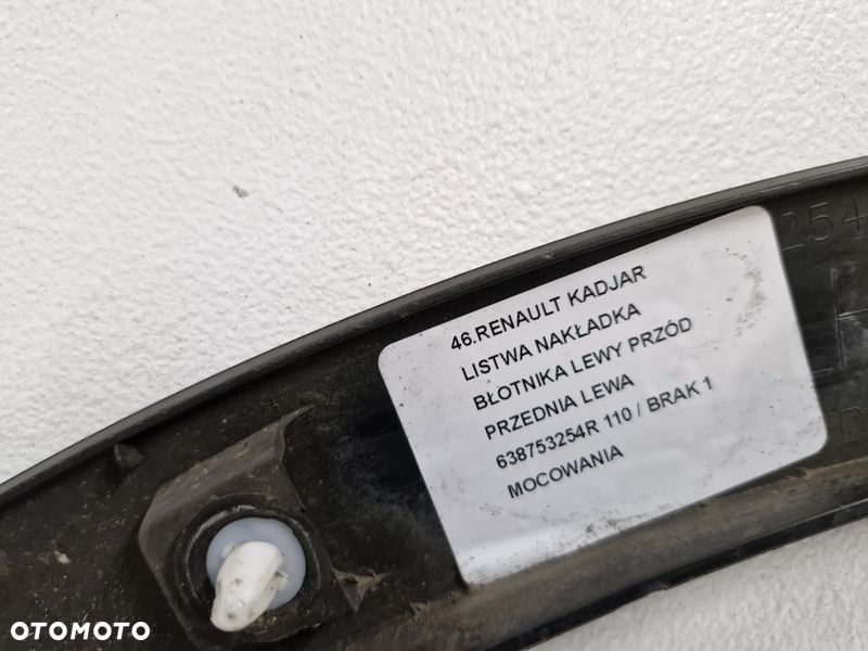 RENAULT KADJAR LISTWA NAKŁADKA BŁOTNIKA LEWY PRZÓD PRZEDNIA LEWA 638753254R - 8