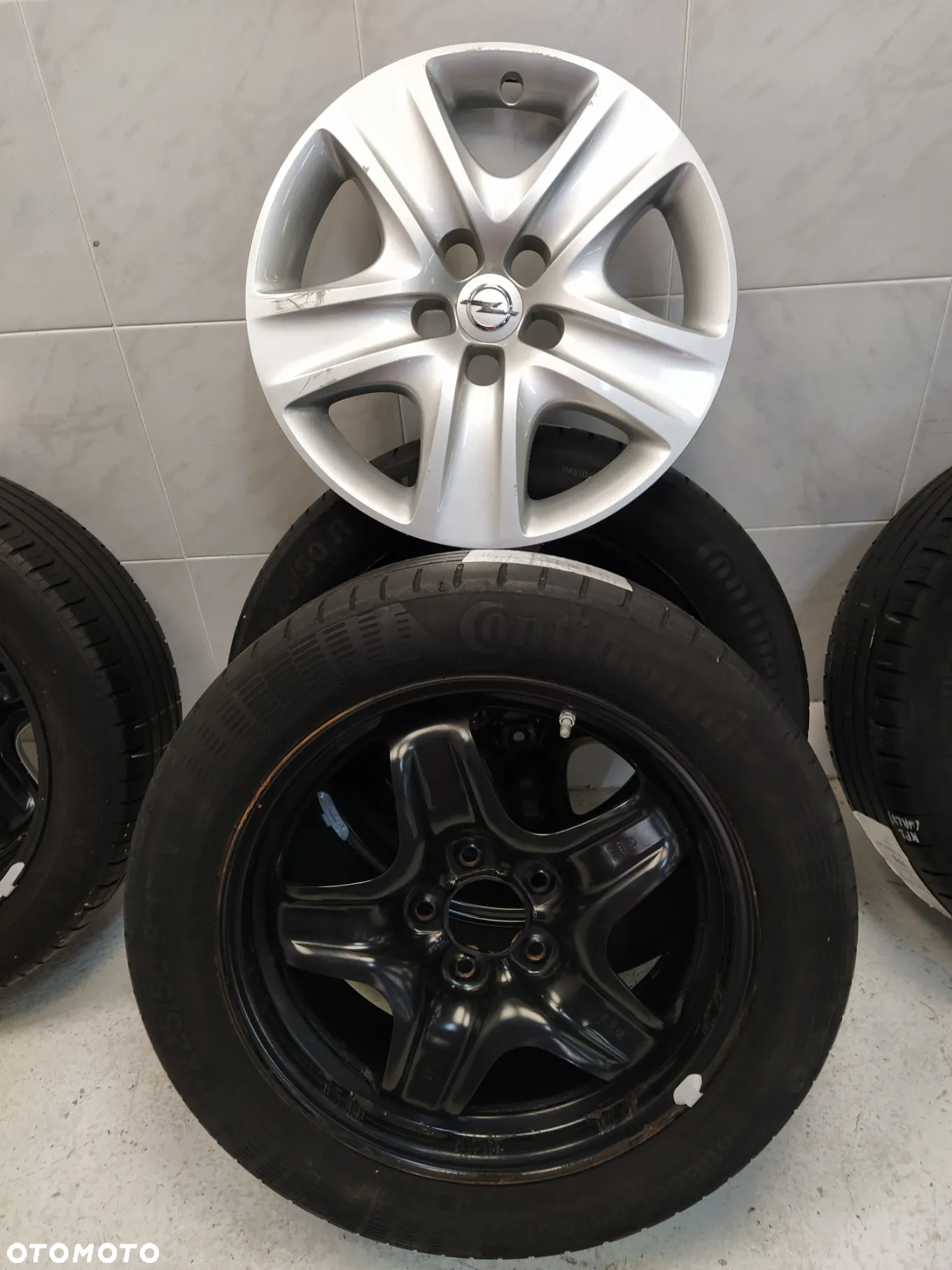 OPEL ASTRA J INSIGNIA 7X17 FELGI STALOWE R17 5X115 ET44 OPONY CONTINENTAL 225/50 KOŁA KOŁPAKI KOMPLET ORYGINAŁ - 14
