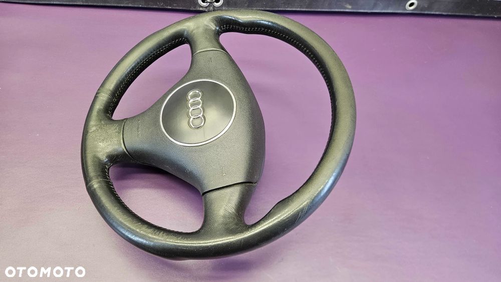 Kierownica Trzy 3 Ramienna Czarna Skóra Soul Air Bag Poduszka Kabel Wtyczka AUDI A4 B6 B7 - 5