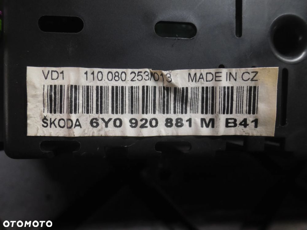 SKODA FABIA I LIFT 1.2 LICZNIK ZEGARY 6Y0920881M + WTYCZKI INSTALACJA - 3