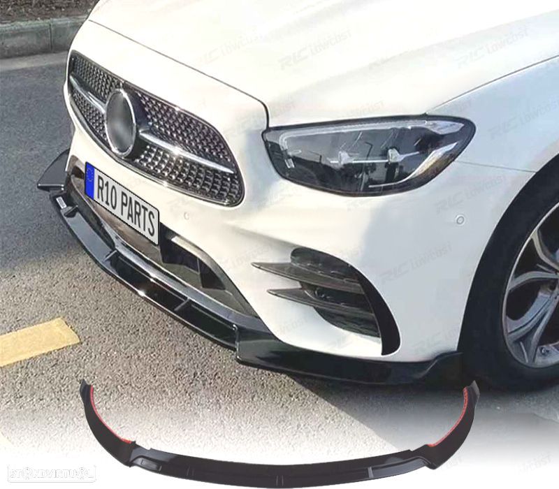 LIP SPOILER FRONTAL MERCEDES CLASE E W213 21- LOOK AMG PRETO BRILHANTE - 1
