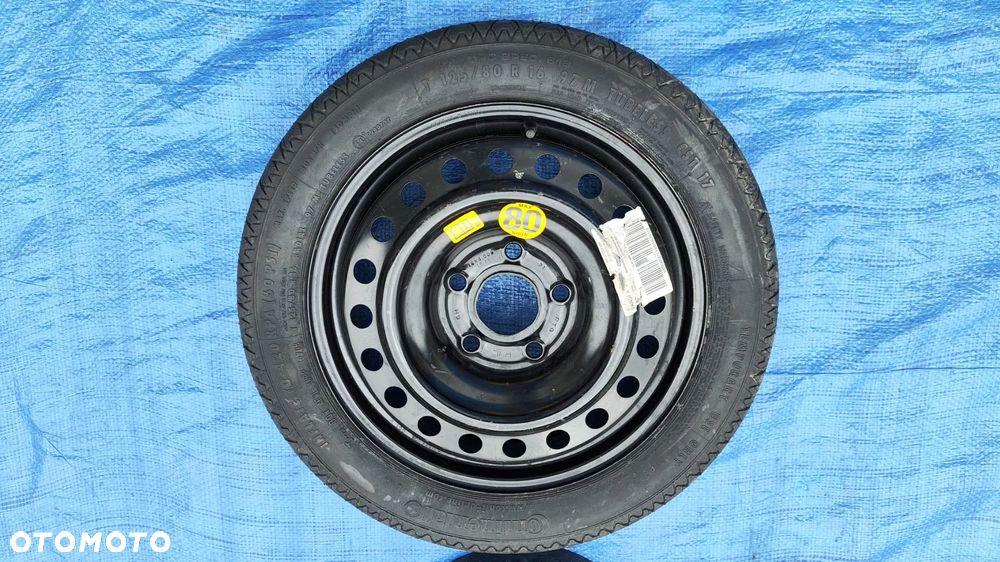 KOŁO DOJAZDOWE T125/80R16 125 80 16 ZESTAW NAPRAWCZY LEWAREK KLUCZ DO KÓŁ HAK UCHO HOLOWNICZE KOMPLET JAK NOWY ORYGINAŁ OPEL INSIGNIA A - 2