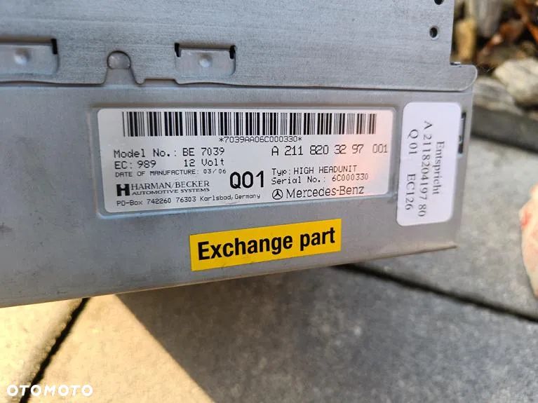 MERCEDES W211 W219 NAVI RADIO COMAND IGŁA NTG1 BE 7039 - 40