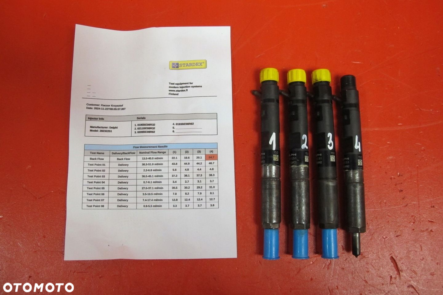 WTRYSKIWACZE 1.5 dci 28232251 RENAULT DELPHI 4-SZT wtryski wtrysk WYKRES - 2