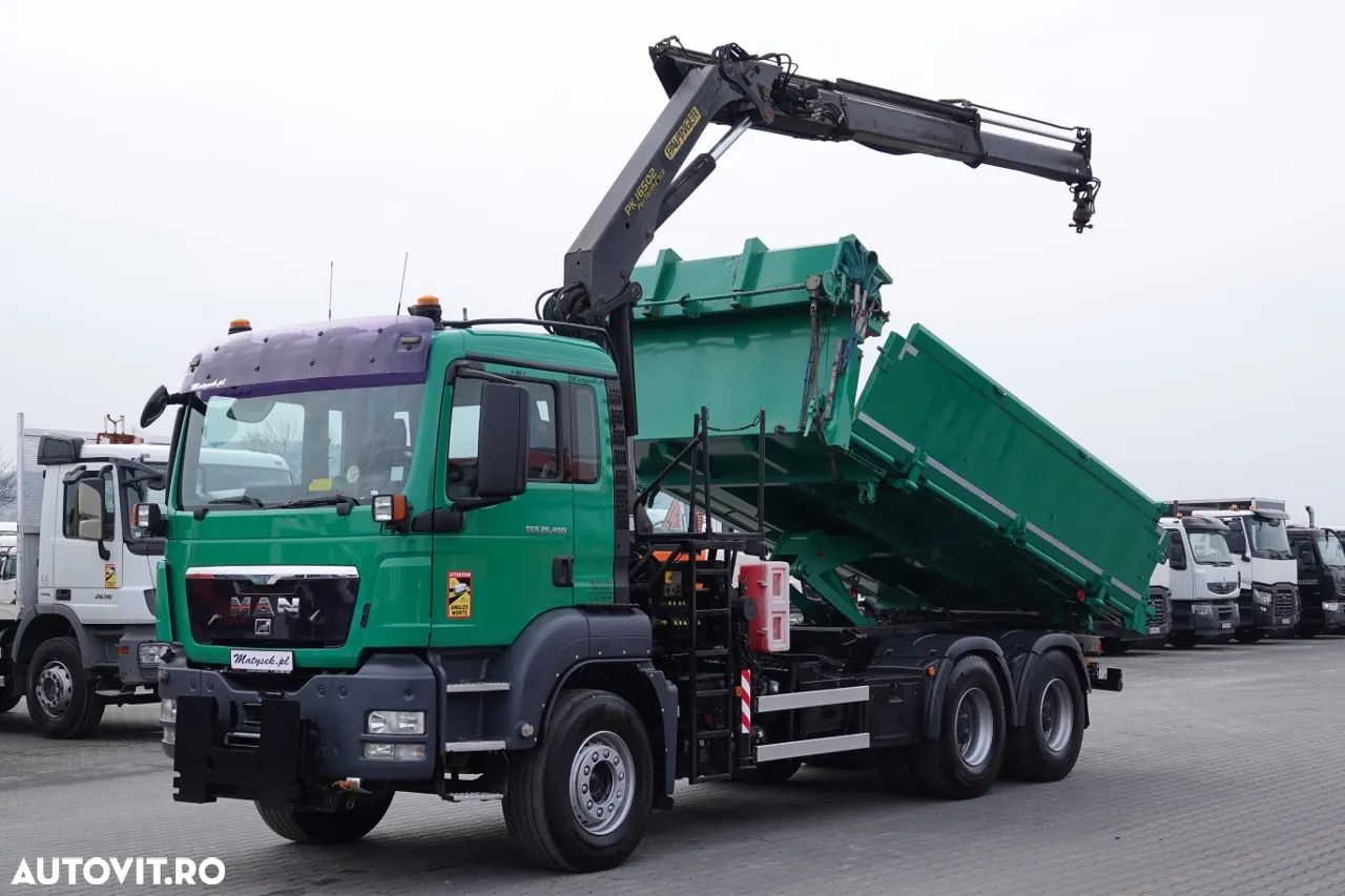 MAN TGS 26.400 / 6X4 / BASCULANTE + HDS PALFINGER PK 16502 / HYDROBURTA / BORDMATIC / IMPORTAT - 1