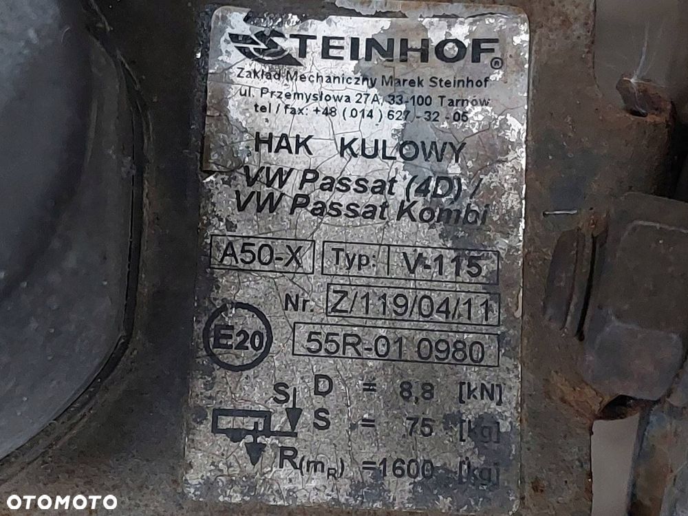 HAK HOLOWNICZY + TABLICZKA + WIĄZKA VOLKSWAGEN PASSAT B5 KOMBI - 4