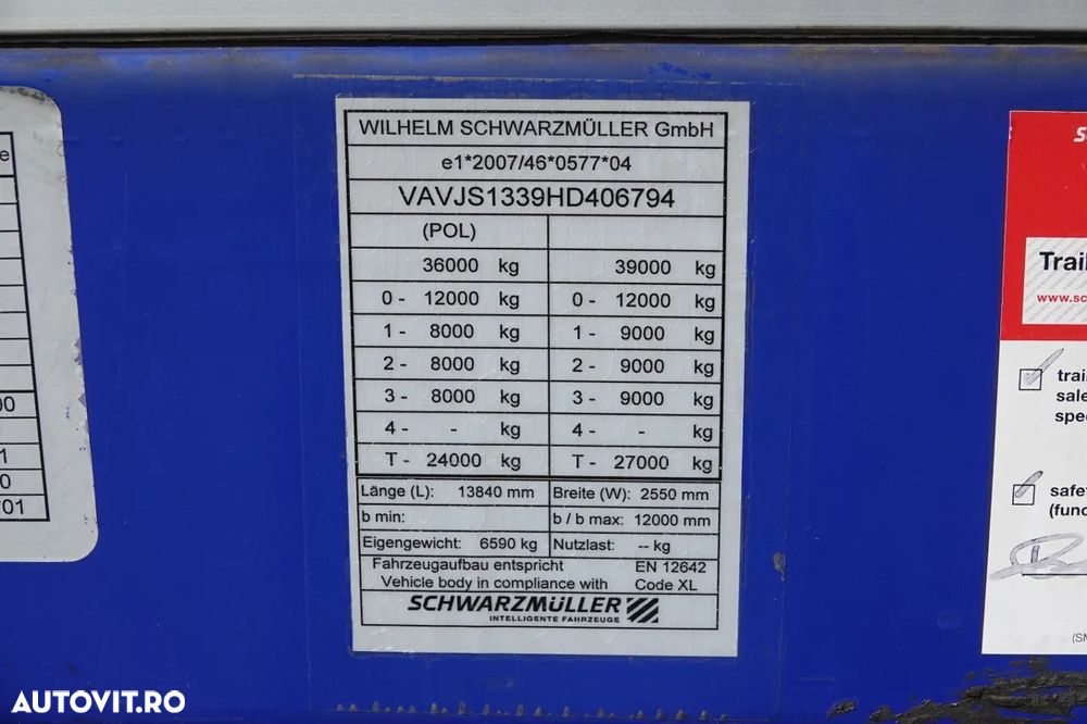 Schwarzmuller CORTINĂ / PUNȚĂ RIDICATĂ / PUNȚI SAF / - 29