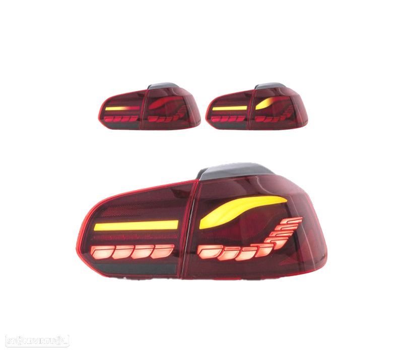 FAROLINS FULL LED VOLKSWAGEN VW GOLF 6 LIGHT BAR OLED DINAMICOS VERMELHO ESCURO - 2
