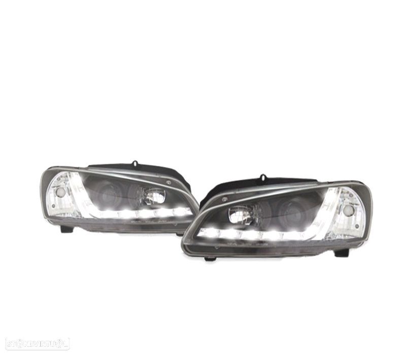 FARÓIS PEUGEOT 106 96-05 LUZ DIURNA LED FUNDO NEGRO - 1