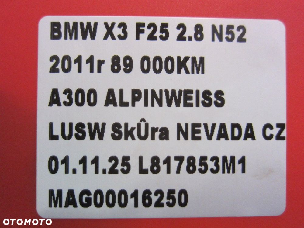 BMW X3 F25 F01 F10 E90 N52B30 DÓŁ SILNIKA BLOK 7556316 7558325 11110419096 - 16
