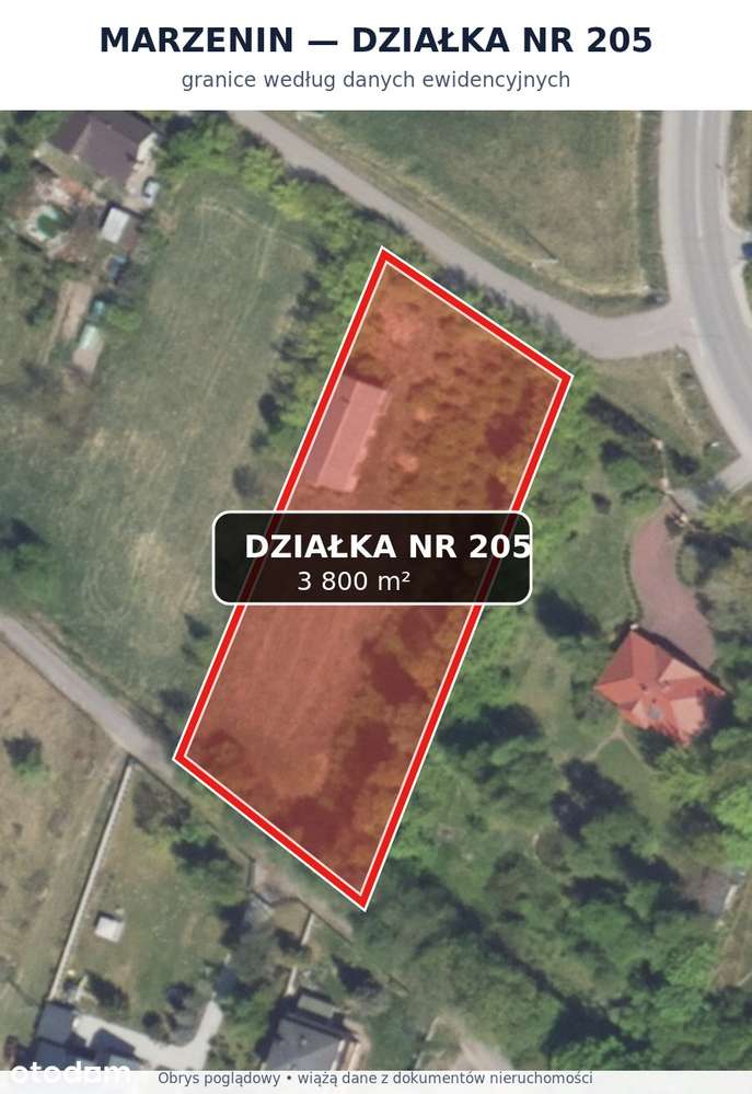 MARZENIN 3 800 m² . DZIAŁKA NR 205 . MPZP 5RM . 150 m OD S8 - Pełny obrazek: 2/7