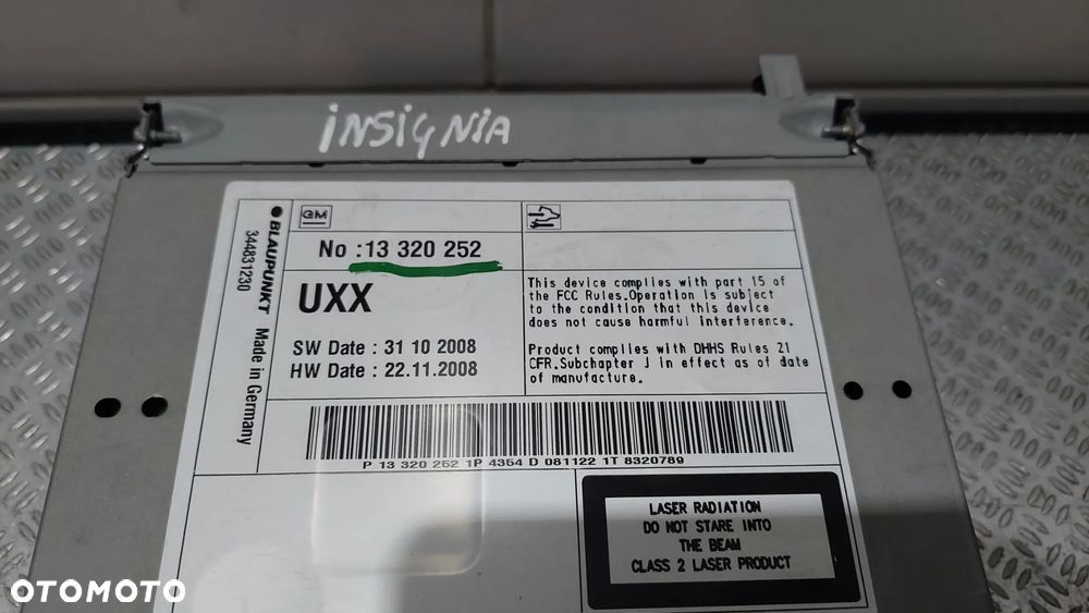 RADIO NAWIGACJA GPS OPEL INSIGNIA SEDAN NR 13320252 - 2