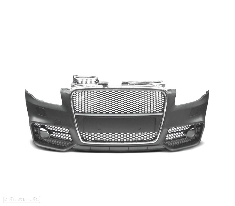 PARÁ-CHOQUES FRONTAL PARA AUDI A4 B7 LOOK RS4 04-07 SEM PDC GRELHA CROMADA PRETA SRA - 2