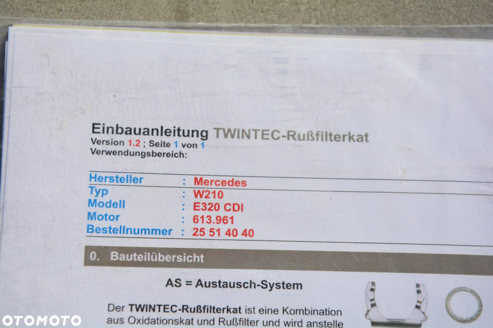 Mercedes E W210  Filtr sadzy / filtr cząstek stałych, układ wydechowy - 6