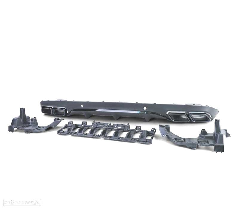 DIFUSOR MERCEDES CLASSE C C205 COUPÉ 15-18 LOOK AMG PDC PRETO + PONTEIRAS DE ESCAPE - 4