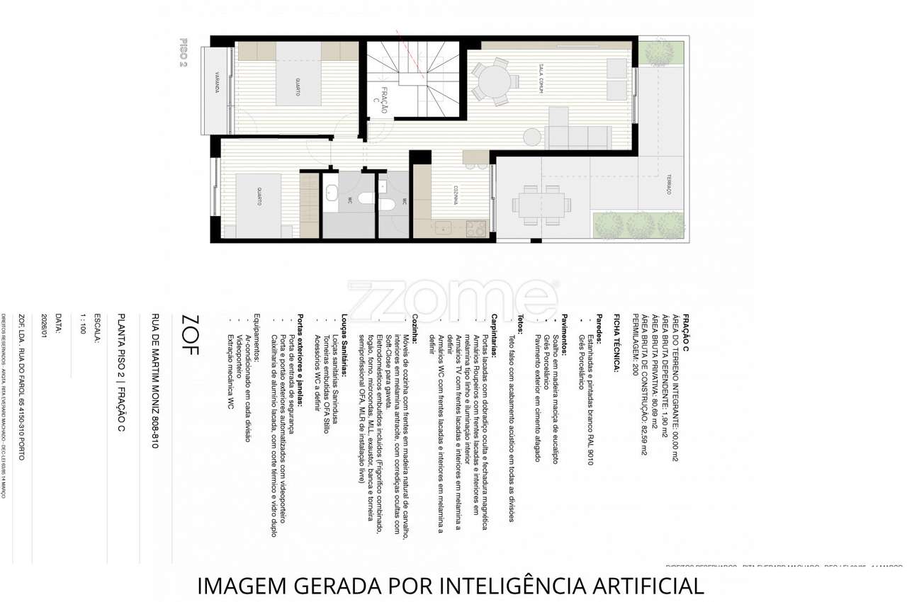 Apartamento T2 novo, com terraço, em Aldoar. - Grande imagem: 4/15