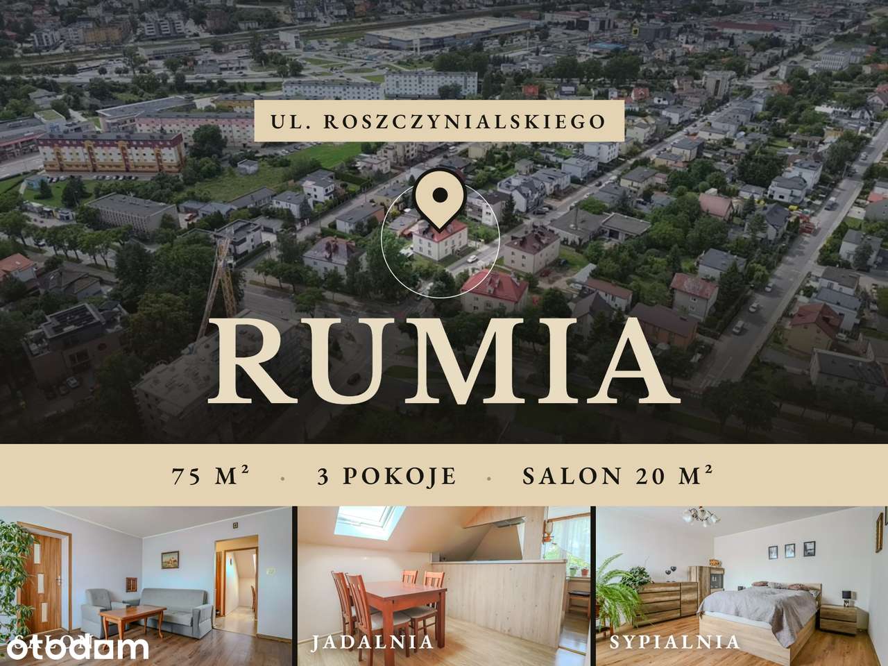 Rumia | 75 m², 3 pokoje | garaż i piwnica w cenie