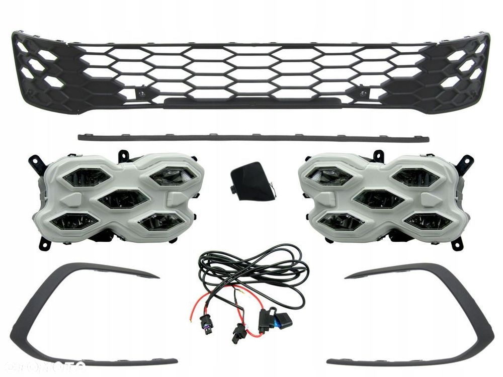 VW Golf 8 20 - 24 GTi Kratka / Kratki w zderzak przedni + Hal LED Zestaw - 1