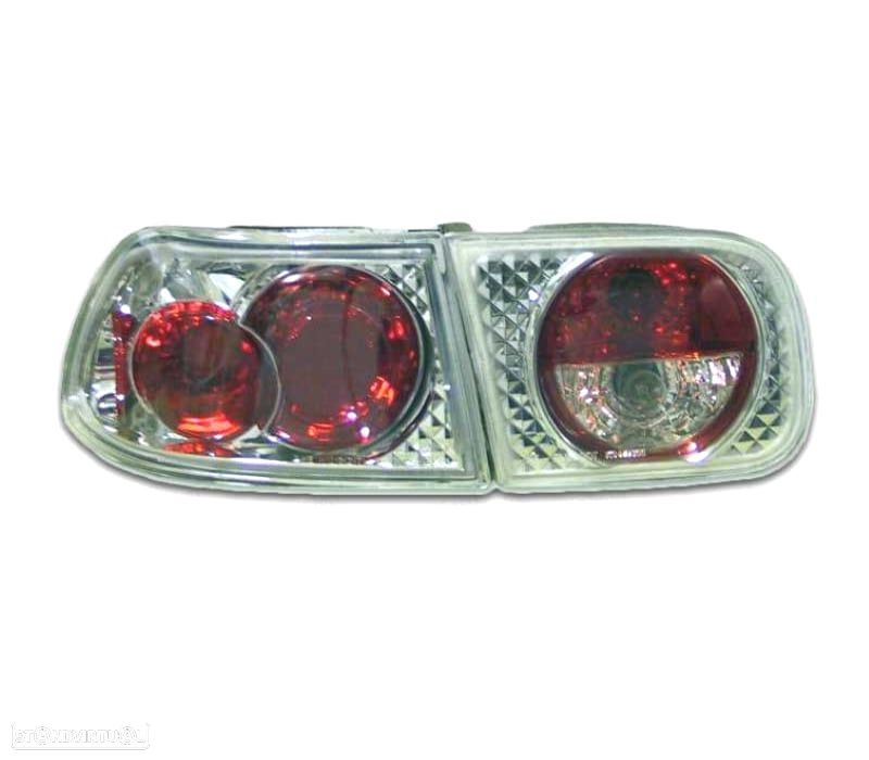 FAROLINS HONDA CIVIC 4P 92-95 LOOK LEXUS FUNDO CROMADO - 2