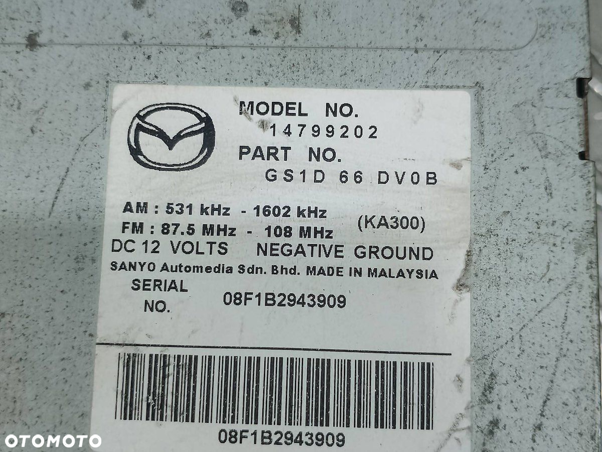 RADIO CD NAVI MAZDA 6 II GS1D66DV0B  14799202 - 8