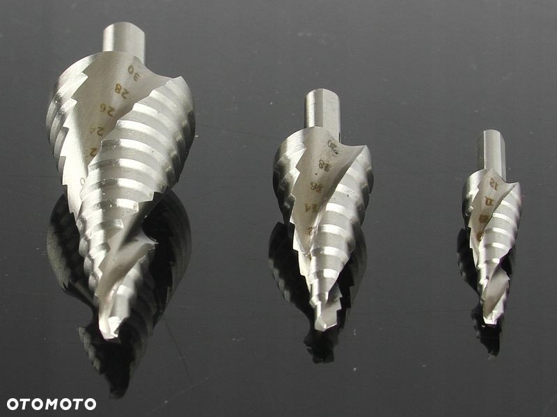 WIERTŁA STOPNIOWE 3 SZTUKI 6-30 mm STOŻEK SPIRALA - 5