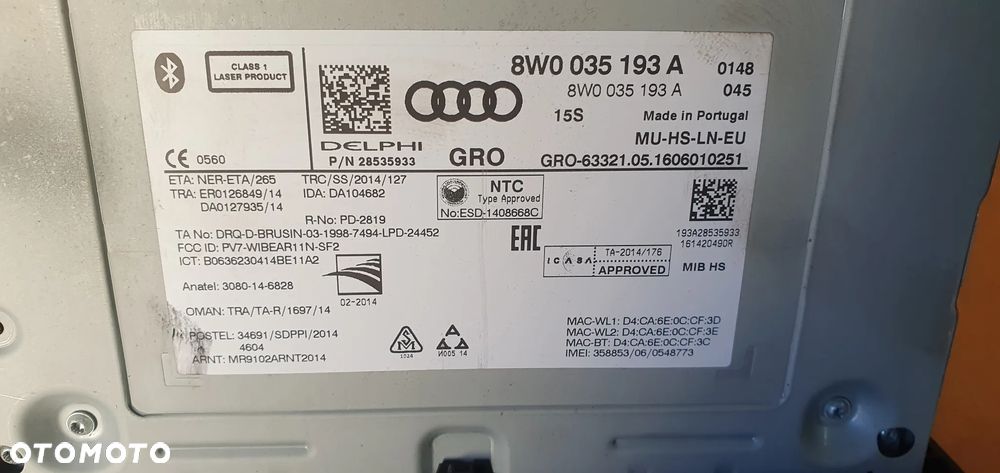Czytnik stacja nawigacji DVD NAVI nawigacja Audi A4 B9 8W0035193A - 6