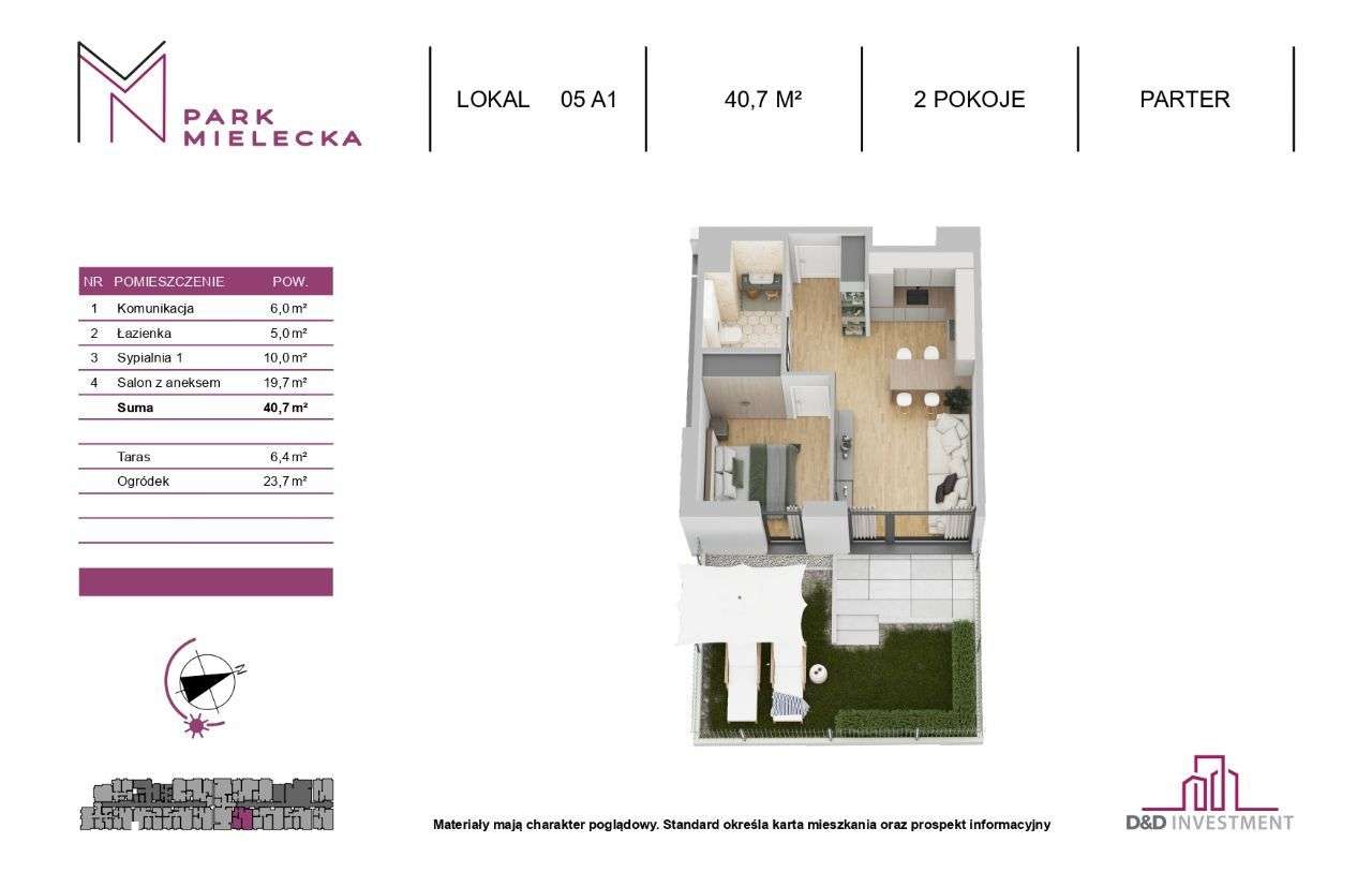41m2, 2 pokoje+ogród *PARK MIELECKA*