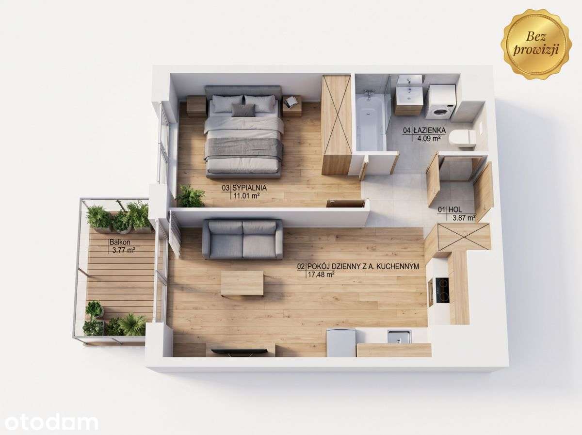 1 szobás lakás, 37 m²