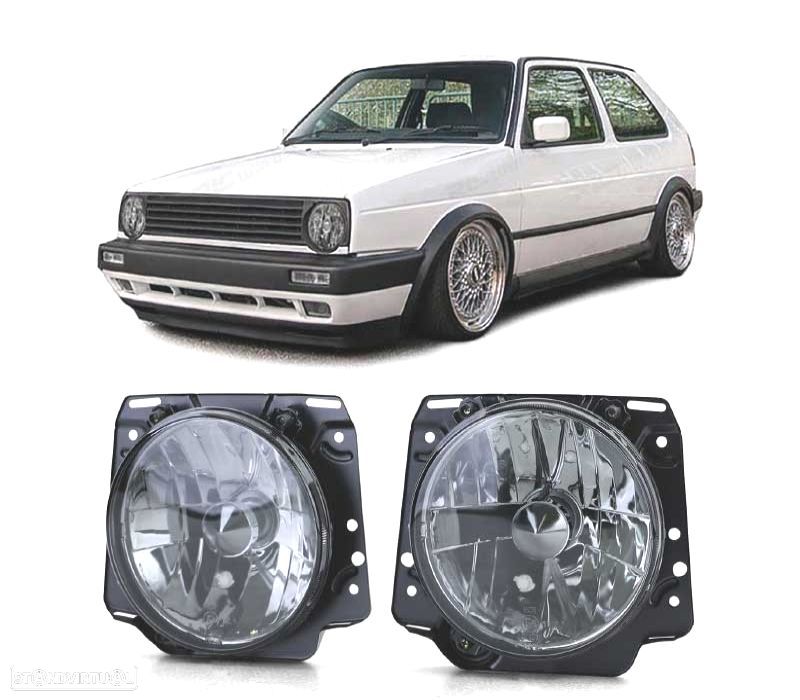 FARÓIS VOLKSWAGEN VW GOLF MK2 83-91 FUMADOS COM FUNDO CROMADO - 1