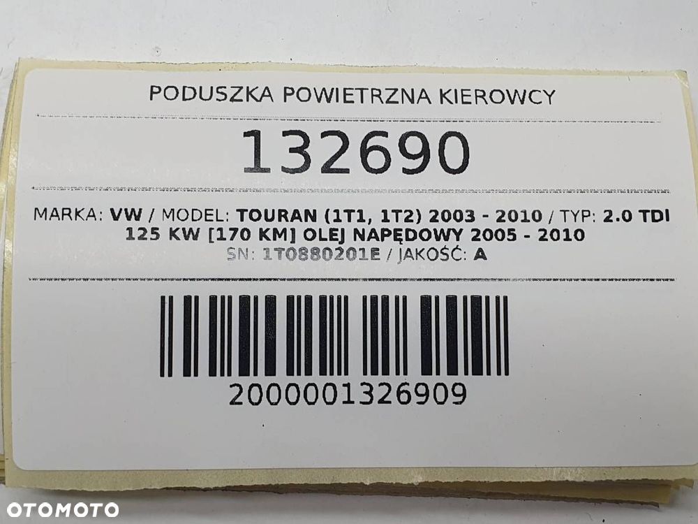 PODUSZKA POWIETRZNA KIEROWCY VW TOURAN I 1T0880201E - 5