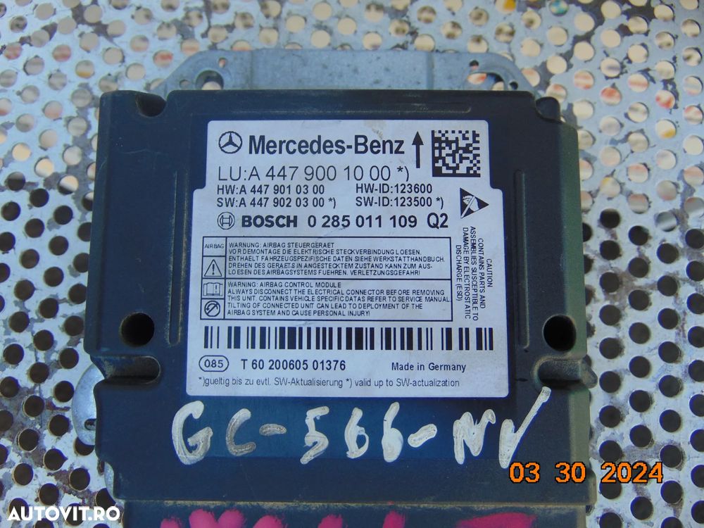 Modul airbag Mercedes vito w447 v class viano ecu calculato airbag-uri cod a - 1