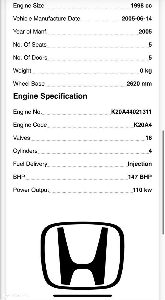 Silnik Honda CRV CR-v Silnik kompletny Honda CRV 2.0 16V K20A4 2005 - 8