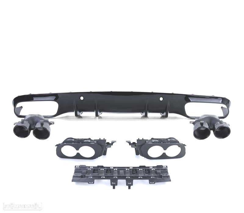 DIFUSOR MERCEDES CLASE C C205 COUPÉ 14-18 LOOK AMG PDC + PONTEIRAS DE ESCAPE PRETAS - 3