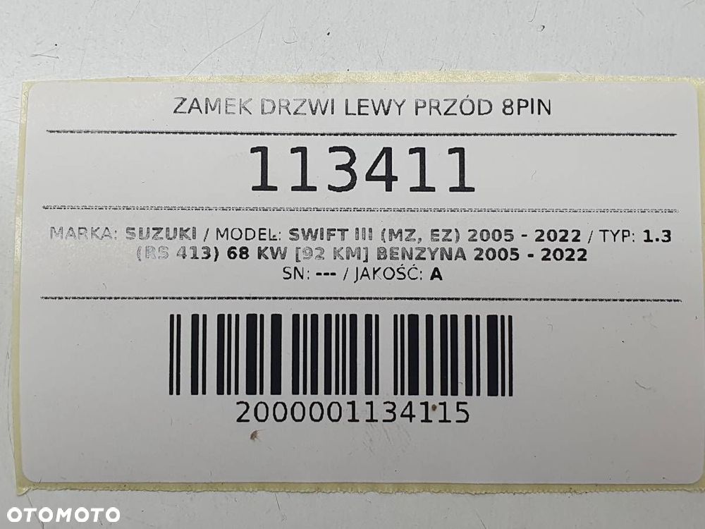 ZAMEK DRZWI LEWY PRZÓD 8 PIN SUZUKI SWIFT MK6 EUROPA 3D - 7