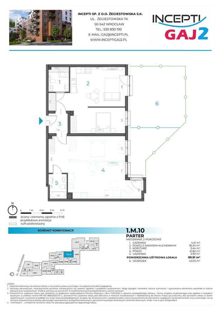 1.M.10 | 89,91 m² | 4 pokoje lub pakiet inwestycyjny | Krzyki- Gaj