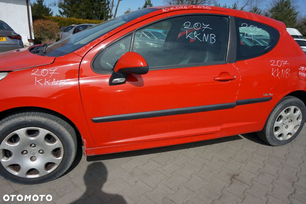 DRZWI PRZEDNIE LEWE 207  3D HB KKNB  CZERWONY PEUGEOT 2006-2009 - 4