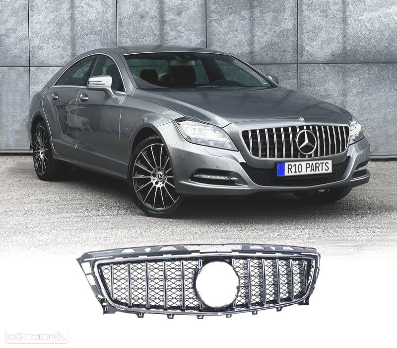 GRELHA FRONTAL MERCEDES CLS C218 11-14 LOOK GT PRETO CROMADO - 1
