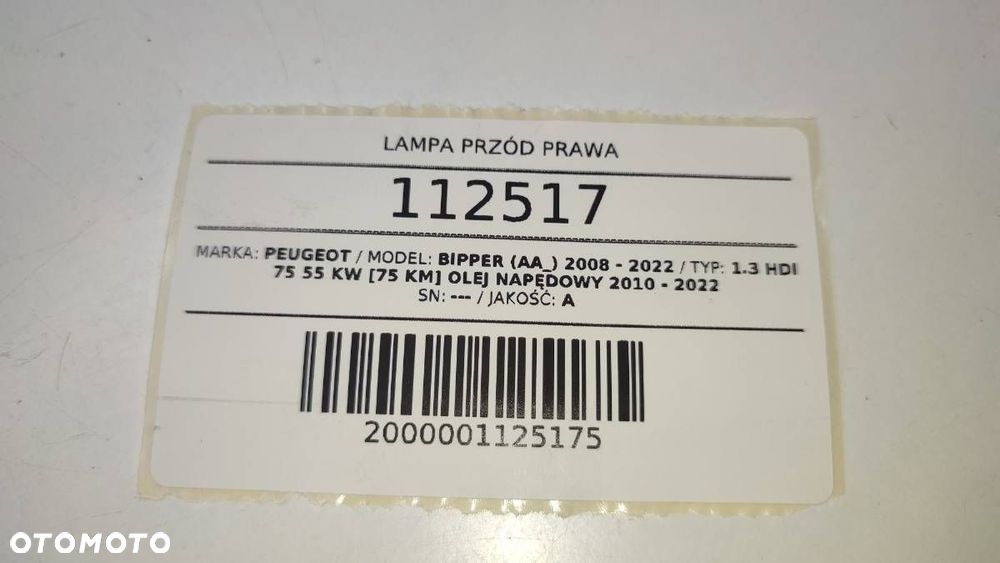 LAMPA PRZÓD PRAWA BIPPER FIORNO NEMO QUBO EUROPA ZAMIENNIK EU - 10