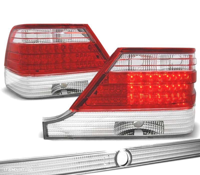 FAROLINS TRASEIROS LED MERCEDES S W140 94-98 VERMELHO BRANCO - 1