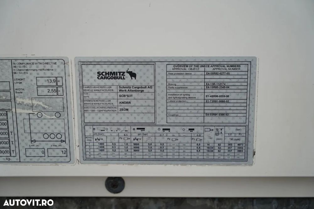 Schmitz Cargobull / CORTINĂ / STANDARD / PRELATĂ ARMATĂ - 29