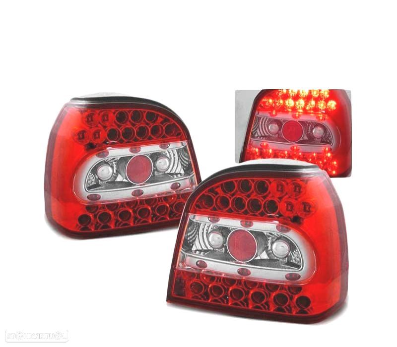 FAROLINS TRASEIROS PARA VOLKSWAGEN VW GOLF 3 91-97 LED LEX VERMELHO BRANCO - 1