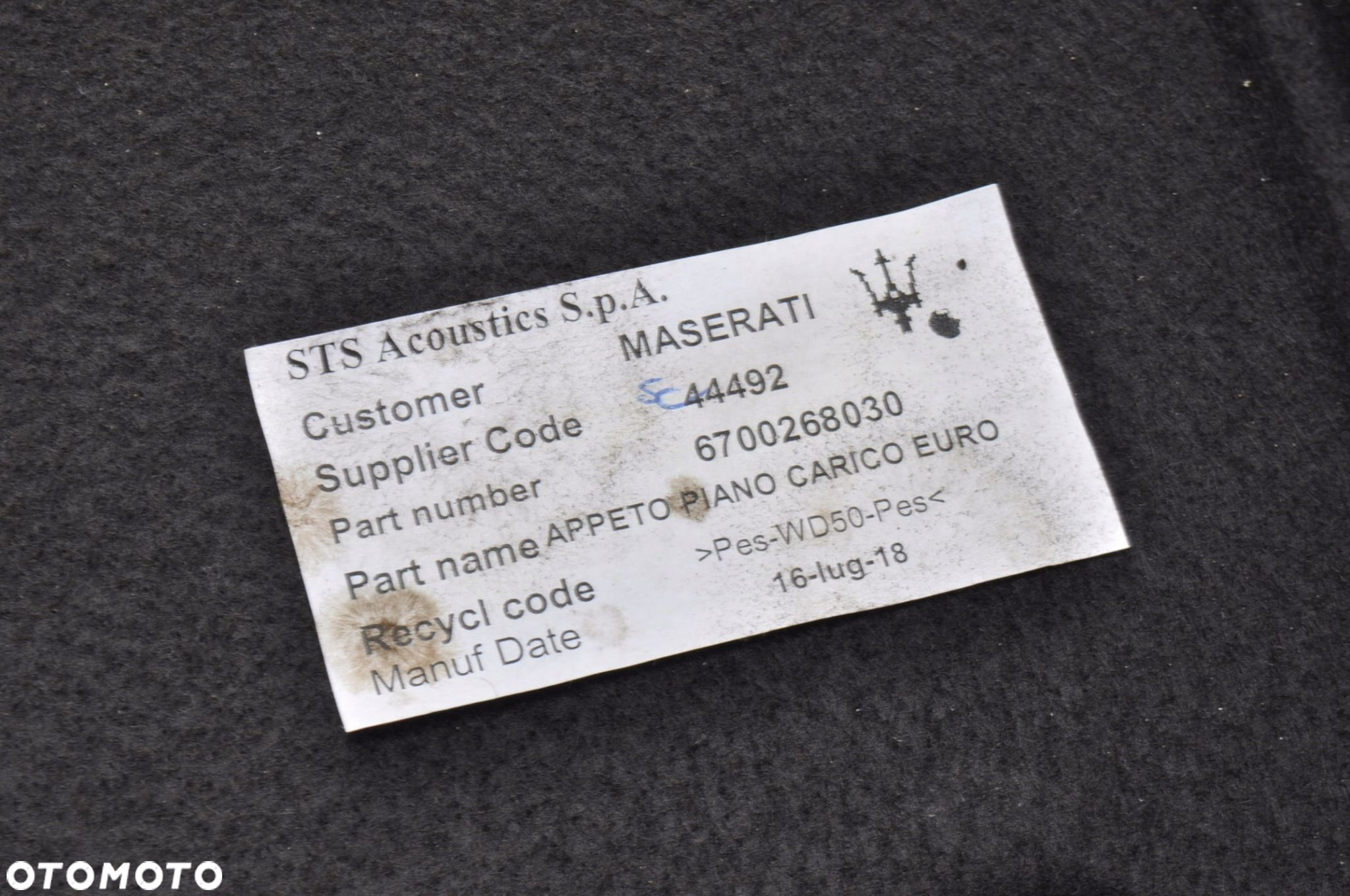 MASERATI GHIBLI III PODŁOGA WYKŁADZINA BAGAŻNIKA 6700268030 - 3