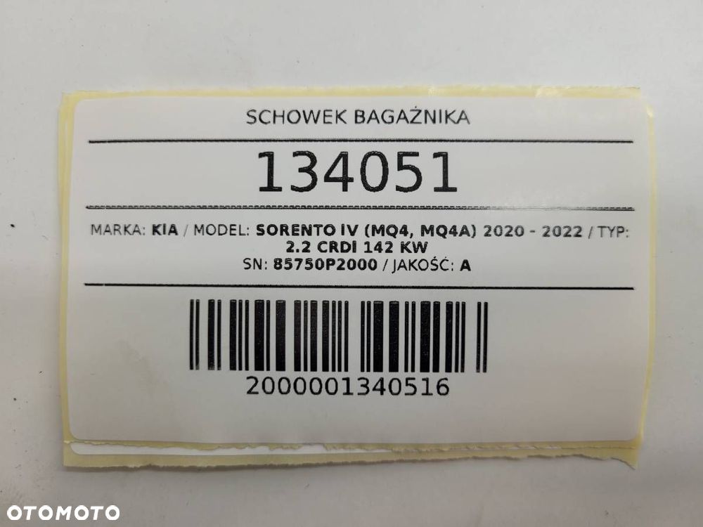 SCHOWEK BAGAŻNIKA KIA SORENTO IV MQ4 85750P2000 EUROPA - 8