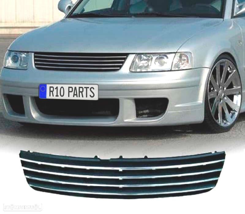 GRELHA FRONTAL VOLKSWAGEN VW PASSAT 3B 96-00 PRETA FRISO CROMADO - 1