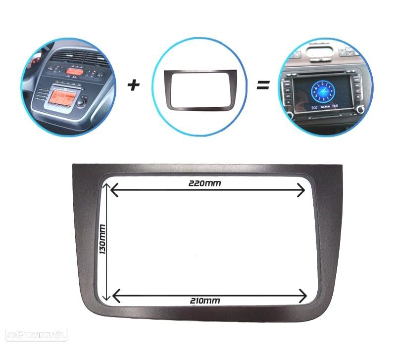MOLDURA ADAPTADOR CINZA PARA RADIO 2-DIN PARA SEAT ALTEA TOLEDO - 1