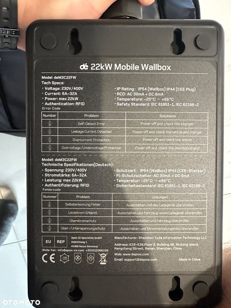 ŁADOWARKA 22KW  STACJA ŁADOWANIA WALLBOX DO SAMOCHODU EV 22KW NOWA!!! - 3