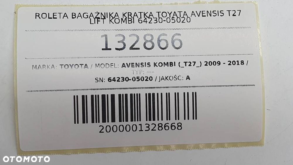 ROLETA BAGAŻNIKA KRATKA SIATKA TOYOTA AVENSIS T27 LIFT KOMBI 64230-05020 - 6